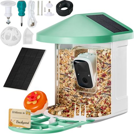 Mophorn Smarte Vogel-Fütterer-Kamera, 2K HD, KI 10000+ Arten, 3 Solarpanels, Automatische Aufnahme, Benachrichtigung, Geschenk für Vogelbegeisterte
