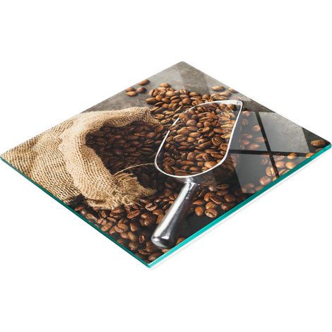 Vassoio da cucina in vetro con grafica a chicchi di caffè, 60x52 cm (1/5)