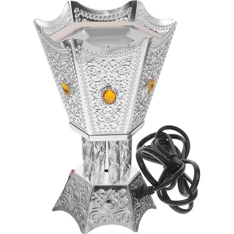 Vintage Style Lightweight Silver Iron Portable Electric Aroma Burner with Handle - Multiple Styles for Home Decor and Aromatherapy (1/5)
