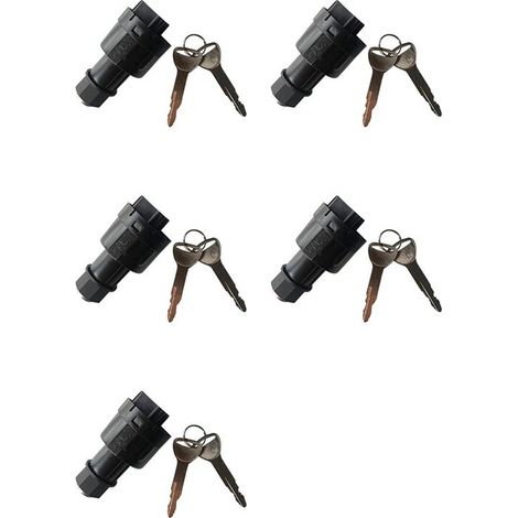 Adecuado para 5 interruptores de encendido 57590-23333-71, con 10 llaves, y compatible con cilindros de cerradura de interruptor de encendido de montacargas de 4P.