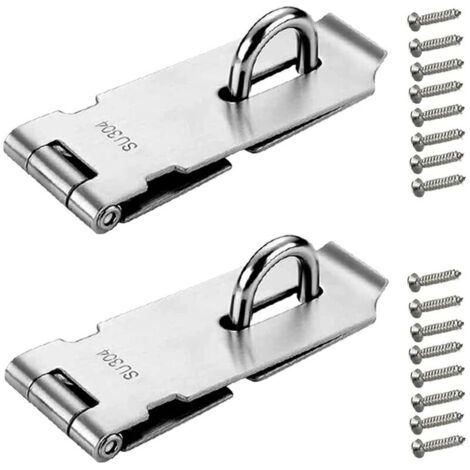 2 Pièces Loquet de Cadenas 4 Pouces - Argenté Acier Inoxydable Verrou de Porte Cadenas avec Vis pour Meubles Armoire Tiroir (1/5)