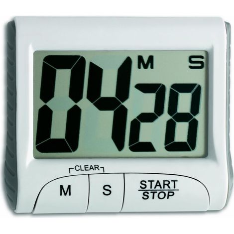 YMYNY Minuteur et chronomètre numérique, 38.2021.02, Compte à rebours jusqu'à 99min/59s, Chronomètre à œufs, Fonction mémoire, Grands Chiffres, Aimant/Support, Blanc (1/4)