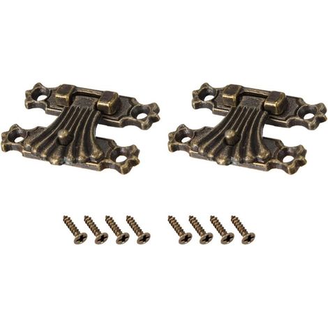 Pestillo de cierre basculante (37 mm x 27 mm) 2 unidades, pestillos de zinc para armarios, cajas y maletas, tono bronce (1/5)