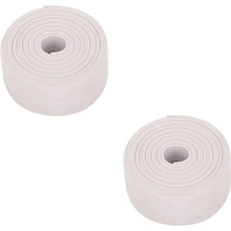Ruban de calfeutrage, ruban d'étanchéité pour évier de cuisine, toilettes, salle de bain, 2 rouleau (3,2 m x 3,8 cm, blanc) (1/5)