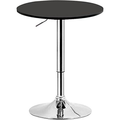 Table de bar WOLTU en MDF avec pied, Table ronde, Hauteur réglable, Noir (1/5)