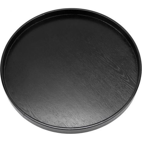 1 plateau rond en bois noir, antidérapant, 30 cm, pour service à domicile ou au bureau (1/4)