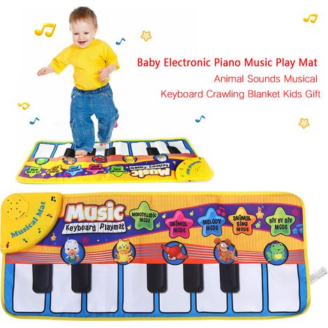Tapis d'éveil musical avec piano électronique pour bébé, sons d'animaux, clavier musical, couverture pour ramper, cadeau pour enfants (1/5)
