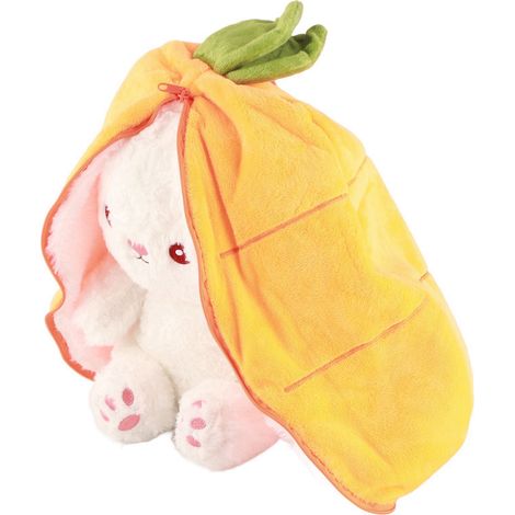 Wendbares Hasen-Plüschtier-Kissen, niedliches Cartoon-Tier-Kuscheltier, Stofftier, Heimdekoration, Karotte, 35 cm (1/5)