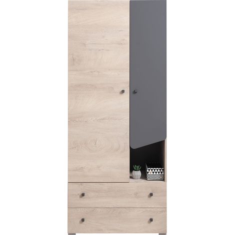 Jugendzimmer Kleiderschrank in Eiche mit anthrazit DIAMANTE-133 (1/3)