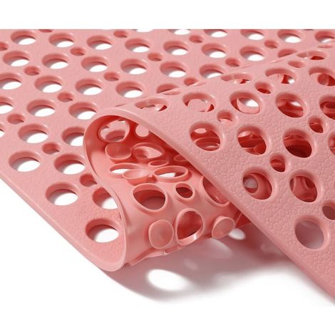 (Rose, 88 x 40 cm) Tapis de salle de bain antidérapant super doux, tapis à ventouse de salle de bain, adapté aux baignoires lisses/non texturées (1/5)