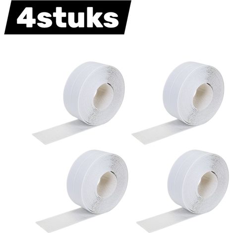 Lot de 4 bandes d'étanchéité imperméables et anti moisissures pour lavabo angles de salle de bain et toilettes 3,2 m x 2,2 cm blanc (1/4)