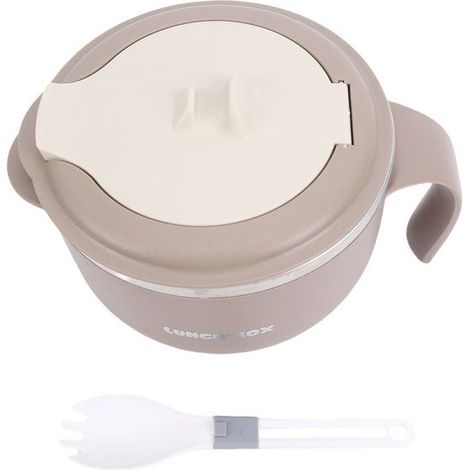 BelleRise - Bowl bento – Acier 316 – Double paroi, étanche, couvercle multifonction – pour bureau et campus – 700 ml marron (1/5)