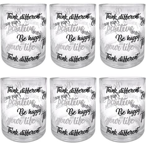 MAURY'S SET 6 DI BICCHIERI IN VETRO ENJOY PER ACQUA CON SCRITTE NERE (1/4)