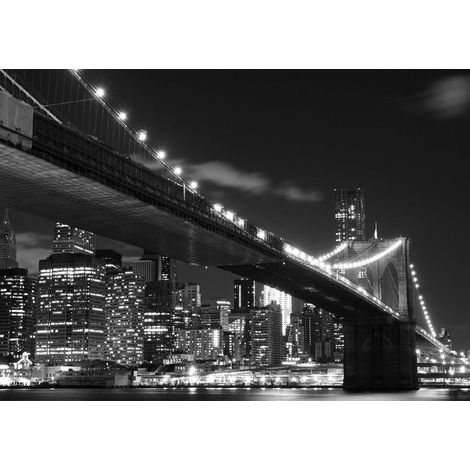 Papier Peint New York Brooklyn Bridge Noir Blanc 360x270 cm (1/3)