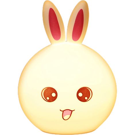 Veilleuse LED Lapin Silicone Rechargeable Lumière Ambiante 7 Couleurs Tactile Douce pour Chambre Design Moderne Compact Blanc (1/5)