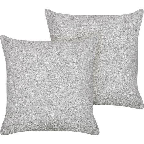 Lot de 2 Coussins Moderne en Polyester 45 x 45 cm Gris Salon Bureau Chambre Leuzea (1/5)