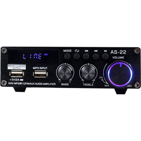 Amplificateur audio Blitzwolf AS-22, 45 W, Bluetooth 5.0, USB + télécommande (noir) (1/2)