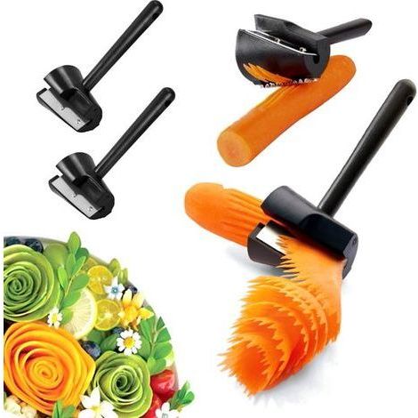 Longziming - Trancheuse spirale 2 en 1 - Trancheuse à légumes et trancheuse julienne - Ustensile de cuisine - Usage manuel - Lames tranchantes en acier inoxydable - Plastique - Cuisine saine et créati
