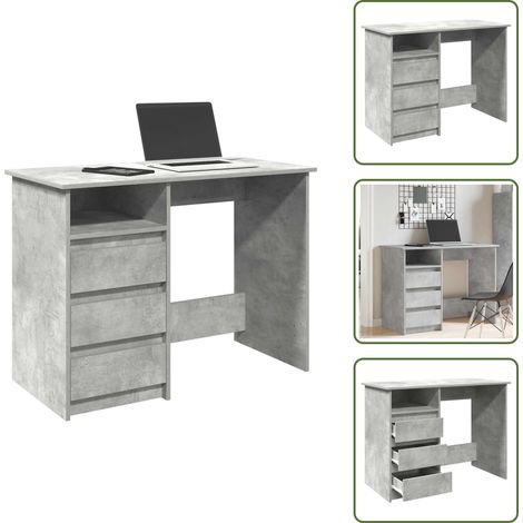Bureau gris béton 102x50x75 cm bois d'ingénierie - Bureau - Bureaux - Bureau D'ordinateur - Bureau D'étude (1/5)