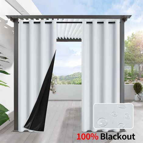 Rideaux de terrasse, en tissu nylon imperméable, rideaux occultants pour une utilisation extérieure sur les balcons,132270cm,Blanc, minimaliste