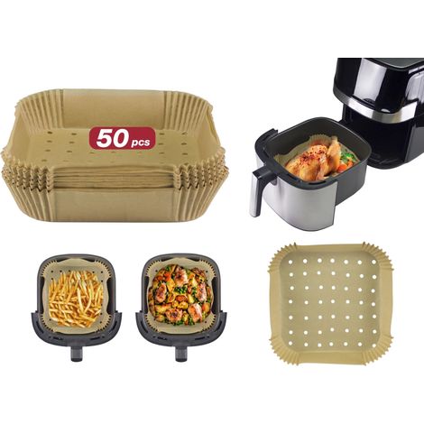 BEPER C103ACC003 Carta forno per friggitrice ad aria, Set da 50 pz, 20x20 cm, Carta da forno quadrata, Antiaderente e Biodegradabile (1/5)