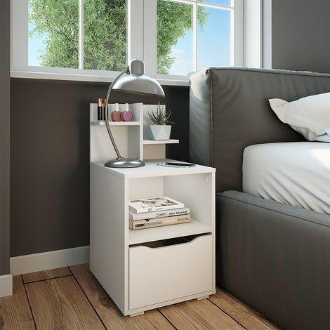 Comodino Ruben, Bianco, 40 x 82.2 cm con cassetto, Vicco