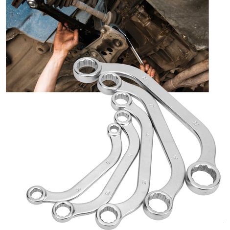 5-teiliger metrischer Schraubenschlüsselsatz 8-22 mm, halbmondförmiger Doppelschlüssel aus Chrom-Vanadium-Stahl (Typ C) (1/5)