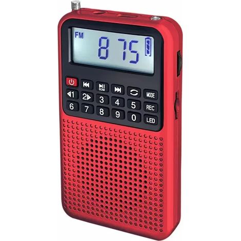 Mini radio FM de poche, récepteur radio haute sensibilité, enceinte Bluetooth portable, enregistreur avec lumière LED, compatible avec les cartes TF et les écouteurs. (1/5)