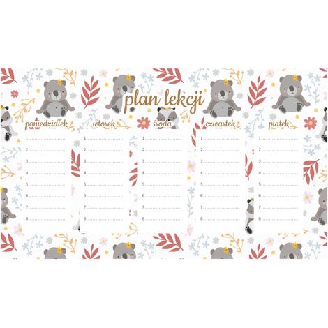 Piano di lezione magnetico con simpatici panda e koala 45x26 cm