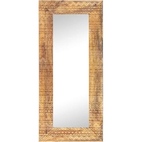 Maison Exclusive - Specchio Intagliato a Mano Bianco 110x50x2,5 cm Legno di Mango (1/5)