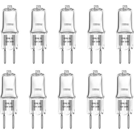 10 lampadine alogene G6.35, 35W 12V 390lm, vetro T3, bianco caldo 2700K, dimmerabili per lampadari e illuminazione da giardino. (1/5)