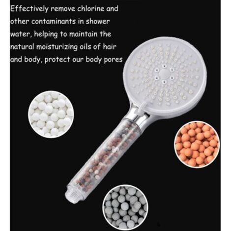 Pommeau de douche avec Filtre Economie Deau,Douchette Douche Salle de Bain à Effet Pluie avec 5 Types de Jets Blanc (1/4)