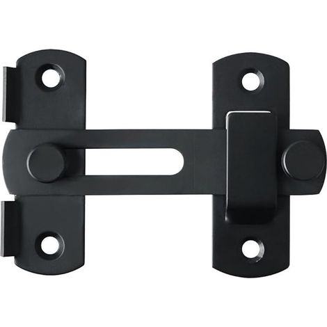 Verrou Porte Coulissante Serrure Volet Loquet Porte Verrou Portail à Bascule Boulon avec Vis pour Porte, Fenêtre, Placard et Jardin, Finition Noir Mat en Acier Inoxydable (1/4)
