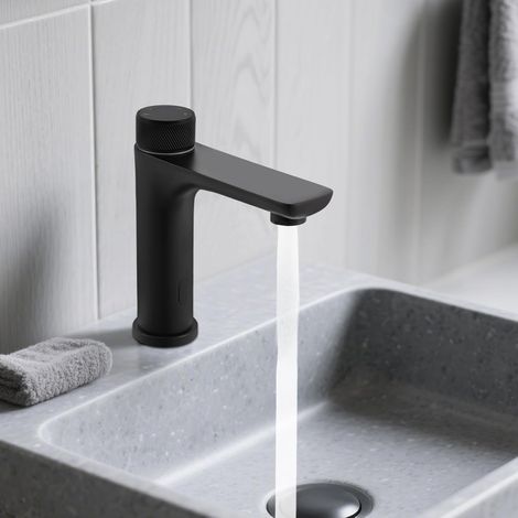 Infrarot Wasserhahn Bad mit Sensor, Berührungslose Einhebelmischer Mischbatterie Waschbecken Armaturen, Automatisch Waschtischarmatur aus Edelstahl für Badezimmer