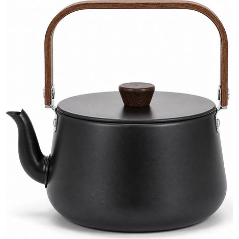 Bouilloire de camping 1,1 L portable noire pour café et thé (1/5)