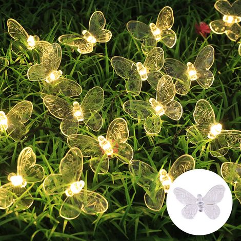 Ghirlanda luminosa a LED impermeabile per esterni – Decorazione per giardino, patio e feste, con 50 luci solari multicolore a forma di farfalla su un cavo da 9,5 m-lsw (1/2)