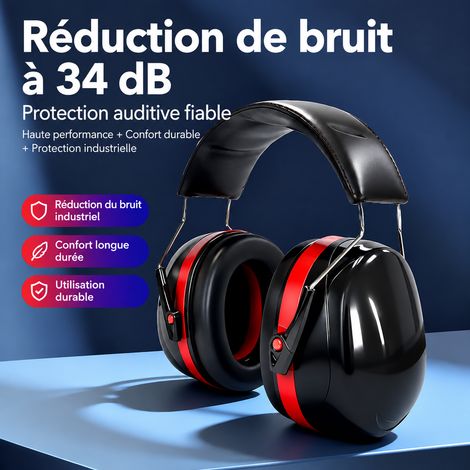 Casque antibruit protection auditive serre-tête noir réduction sonore ABS mousse usine tir étude sommeil 330 g – Livraison gratuite (1/5)