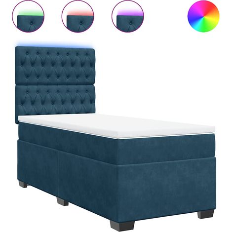 Maison Exclusive - Cama box spring con colchón terciopelo azul 10