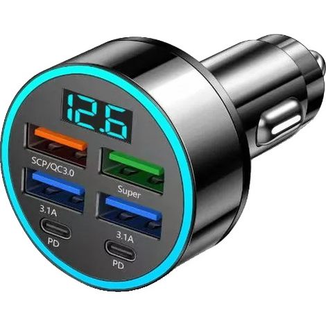 Adaptador de cargador para encendedor de cigarrillos, cargador USB multipuerto, tecnología de carga rápida, 112 (1/2)