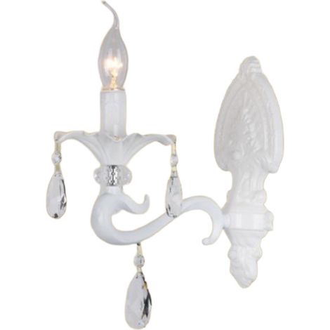 Applique candelabro con pendenti a gocce di cristallo in acrilico stile retrò attacco E14 bianco (1/3)