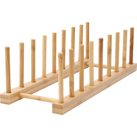 Rack En Bambou Pour Assiettes - Support Vertical De Séchage Et Rangement Pour Vaisselle Bols Tasses Couvercles De Casseroles Planches À Découper - 6 Emplacements (1/3)