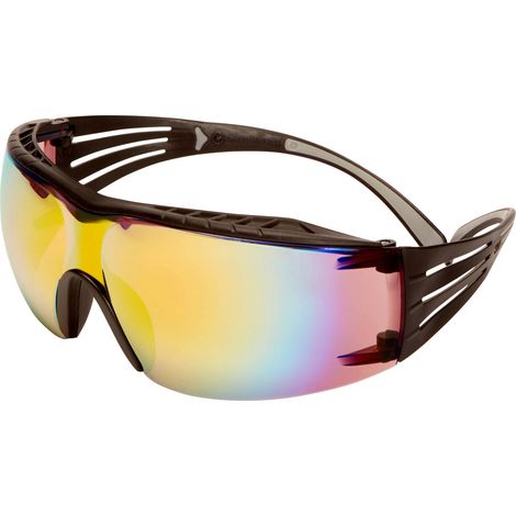 3M SecureFit SF416XAS-BLK Schutzbrille mit Antibeschlag-Schutz, verspiegelt Grau, Schwarz