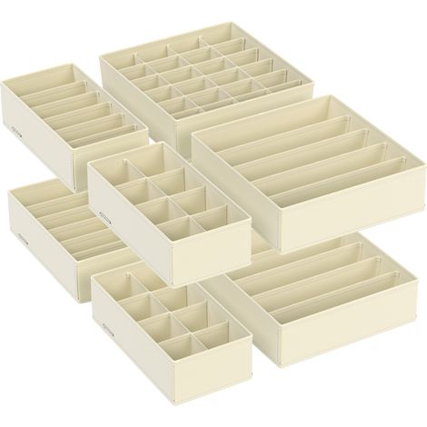 Lot de 8 Séparateurs de Tiroirs, Organiseur de Sous-vêtements Pliables, pour Soutiens-gorge, Culottes, Chaussettes et Cravates, Boîtes de Rangement en Tissu pour Armoires, Beige (1/5)