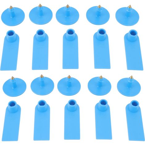 Lot de 100 boucles auriculaires vierges professionnelles pour l'élevage (porcs, vaches, bovins, moutons), bleues (1/5)