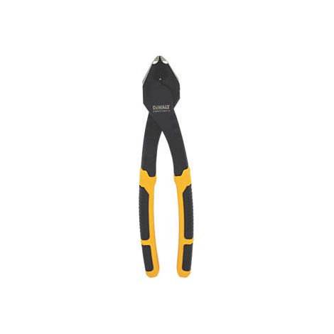 Corta cables DeWalt de 200 mm, mango ergonómico antideslizante, acero forjado de alta resistencia, corte preciso para cables de hasta 4 mm de diámetro.