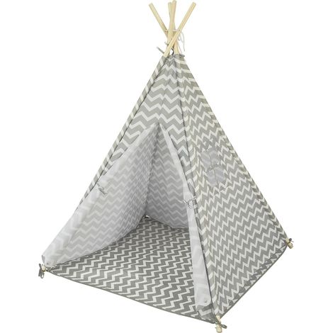 Sobuy – Tipi enfant OSS03 – Tente de jeu en polyester avec poteaux en bois – Dimensions L116 x P116 x H158 cm – Installation rapide