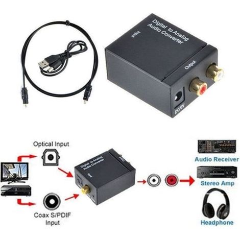 numérique vers Analogique convertisseur audio - rca l - r 3.5mm toslink coaxial (1/4)