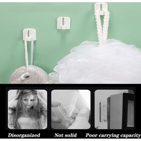 10Pcs Crochets Autocollants, Crochets Adhésifs, Supports pour Tringles, Tringle sans Percage Crochets Autocollants pour Barres de Rideaux (1/3)