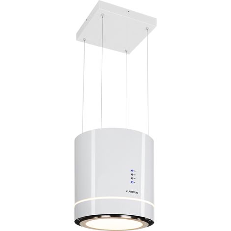 Klarstein – Hotte aspirante îlot 38 cm 540 m³/h classe A – Design PureAmbience avec éclairage LED – Montage plafond pour cuisines spacieuses