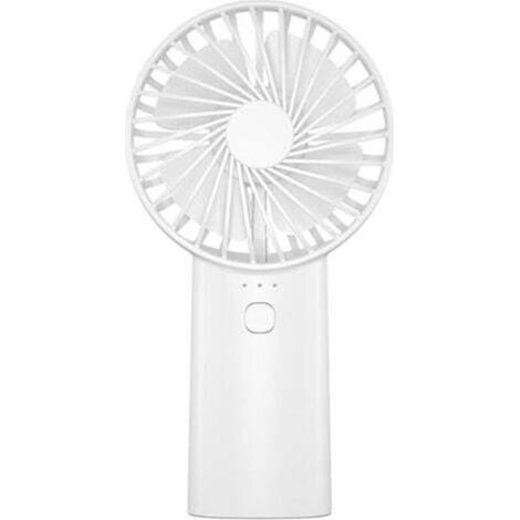 Ventilateur portable puissant à 3 vitesses avec lampe de poche, rechargeable par USB, idéal pour voyages, extérieur et bureau (blanc)
